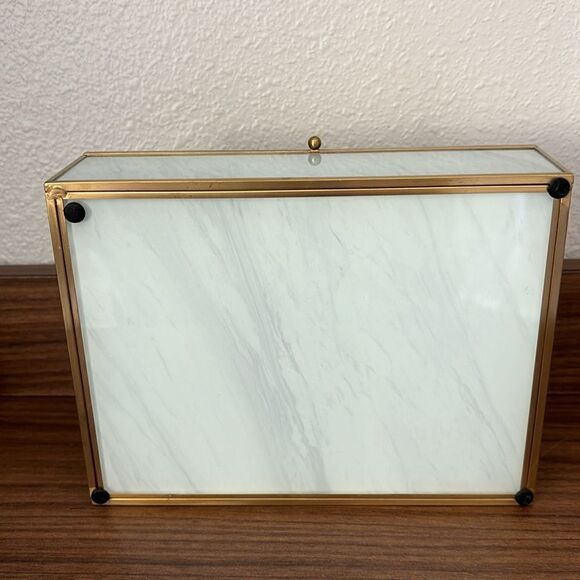 V-HANVER Modern  Clear Glass Jewelry Box with Velvet Tray / Excellent - Picture 10 of 10